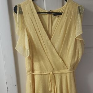 Elegant Yellow Wrap Dress